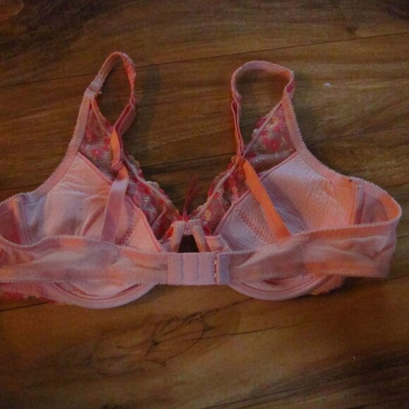 Victoria's Secret Pink Floral Embroidered Lace Plunge Bra Size 40C - Picture 5 of 6